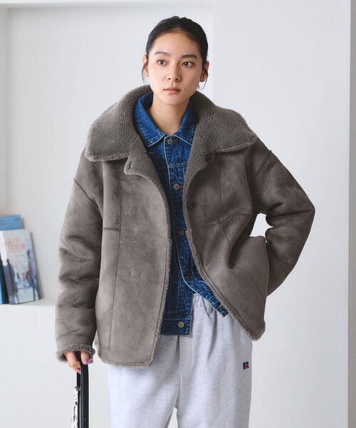 BEAUTY&YOUTH UNITED ARROWS(ビューティーアンドユースユナイテッドアローズ)の「【WEB限定】ボア×フェイクムートン ループボタンジャケット 2WAY(その他アウター・レディース・ダークグレー/モカ/ダークブラウン/オフホワイト・S/M)」の19枚目の写真