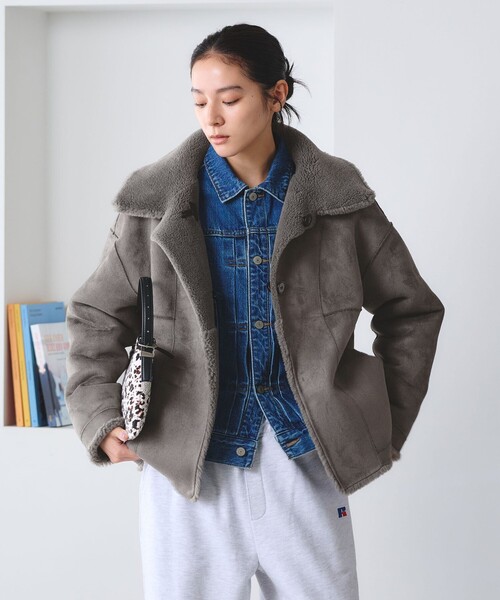 BEAUTY&YOUTH UNITED ARROWS(ビューティーアンドユースユナイテッドアローズ)の「【WEB限定】ボア×フェイクムートン ループボタンジャケット 2WAY(その他アウター・レディース・ダークグレー/モカ/ダークブラウン/オフホワイト・S/M)」の20枚目の写真