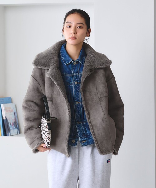BEAUTY&YOUTH UNITED ARROWS(ビューティーアンドユースユナイテッドアローズ)の「【WEB限定】ボア×フェイクムートン ループボタンジャケット 2WAY(その他アウター・レディース・ダークグレー/モカ/ダークブラウン/オフホワイト・S/M)」の21枚目の写真