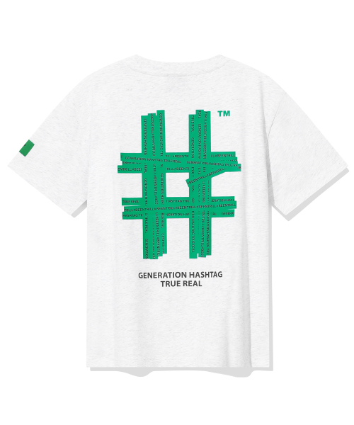 BEENTRILL(ビントリル)の「ウィメンズグリーンテーピングハッシュタグ半袖Tシャツ(アイスグレー)(Tシャツ/カットソー・レディース・その他・SMALL/X-SMALL)」の1枚目の写真