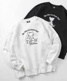 【71】【TOM&JERRY/トムとジェリー】サガラ刺繍 アップリケ 裏起毛 クルーネック スウェット/ジェリー/タフィー/古着MIX/ユニセックス/レディース/メンズ
