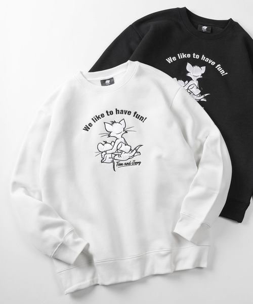 Tom＆Jerry（トムアンドジェリー）の「【71】【TOM＆JERRY/トムとジェリー】サガラ刺繍 アップリケ 裏起毛 クルーネック スウェット/ジェリー/タフィー/古着MIX/ユニセックス/レディース/メンズ（スウェット・レディース・スミクロ/オフホワイト/グレイッシュベージュ/サックスブルー/ブラック/オートミール/ホワイト系/ベージュ系/グレー系/ライトグレー/ブラック系/ブルー系/ブラウン/グレー/グレー系2/グレー系1・M/L/XL）」の3枚目の写真