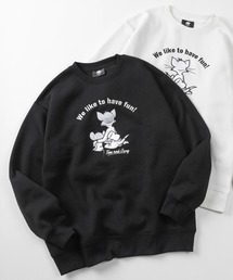 【71】【TOM&JERRY/トムとジェリー】サガラ刺繍 アップリケ 裏起毛 クルーネック スウェット/ジェリー/タフィー/古着MIX/ユニセックス/レディース/メンズ