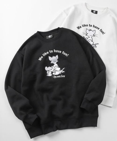 Tom＆Jerry（トムアンドジェリー）の「【71】【TOM＆JERRY/トムとジェリー】サガラ刺繍 アップリケ 裏起毛 クルーネック スウェット/ジェリー/タフィー/古着MIX/ユニセックス/レディース/メンズ（スウェット・レディース・スミクロ/オフホワイト/グレイッシュベージュ/サックスブルー/ブラック/オートミール/ホワイト系/ベージュ系/グレー系/ライトグレー/ブラック系/ブルー系/ブラウン/グレー/グレー系2/グレー系1・M/L/XL）」の6枚目の写真