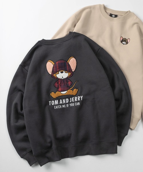 Tom＆Jerry（トムアンドジェリー）の「【71】【TOM＆JERRY/トムとジェリー】サガラ刺繍 アップリケ 裏起毛 クルーネック スウェット/ジェリー/タフィー/古着MIX/ユニセックス/レディース/メンズ（スウェット・レディース・スミクロ/オフホワイト/グレイッシュベージュ/サックスブルー/ブラック/オートミール/ホワイト系/ベージュ系/グレー系/ライトグレー/ブラック系/ブルー系/ブラウン/グレー/グレー系2/グレー系1・M/L/XL）」の9枚目の写真