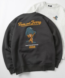 【71】【TOM&JERRY/トムとジェリー】サガラ刺繍 アップリケ 裏起毛 クルーネック スウェット/ジェリー/タフィー/古着MIX/ユニセックス/レディース/メンズ