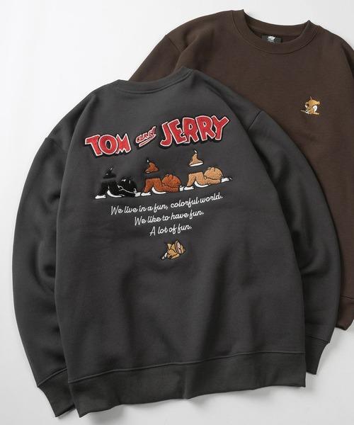 Tom＆Jerry（トムアンドジェリー）の「【71】【TOM＆JERRY/トムとジェリー】サガラ刺繍 アップリケ 裏起毛 クルーネック スウェット/ジェリー/タフィー/古着MIX/ユニセックス/レディース/メンズ（スウェット・レディース・スミクロ/オフホワイト/グレイッシュベージュ/サックスブルー/ブラック/オートミール/ホワイト系/ベージュ系/グレー系/ライトグレー/ブラック系/ブルー系/ブラウン/グレー/グレー系2/グレー系1・M/L/XL）」の11枚目の写真