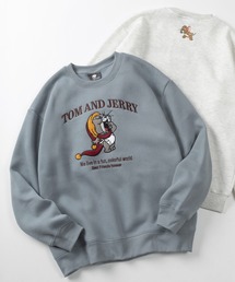 【71】【TOM&JERRY/トムとジェリー】サガラ刺繍 アップリケ 裏起毛 クルーネック スウェット/ジェリー/タフィー/古着MIX/ユニセックス/レディース/メンズ