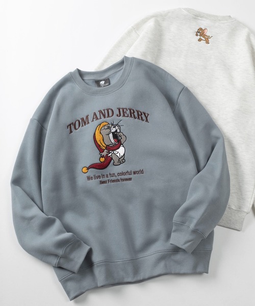 Tom＆Jerry（トムアンドジェリー）の「【71】【TOM＆JERRY/トムとジェリー】サガラ刺繍 アップリケ 裏起毛 クルーネック スウェット/ジェリー/タフィー/古着MIX/ユニセックス/レディース/メンズ（スウェット・レディース・スミクロ/オフホワイト/グレイッシュベージュ/サックスブルー/ブラック/オートミール/ホワイト系/ベージュ系/グレー系/ライトグレー/ブラック系/ブルー系/ブラウン/グレー/グレー系2/グレー系1・M/L/XL）」の16枚目の写真