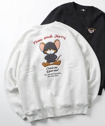 【71】【TOM&JERRY/トムとジェリー】サガラ刺繍 アップリケ 裏起毛 クルーネック スウェット/ジェリー/タフィー/古着MIX/ユニセックス/レディース/メンズ