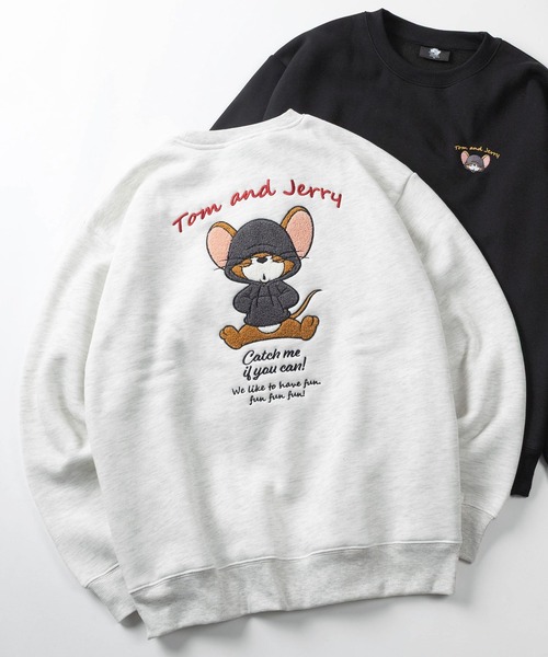 Tom＆Jerry（トムアンドジェリー）の「【71】【TOM＆JERRY/トムとジェリー】サガラ刺繍 アップリケ 裏起毛 クルーネック スウェット/ジェリー/タフィー/古着MIX/ユニセックス/レディース/メンズ（スウェット・レディース・スミクロ/オフホワイト/グレイッシュベージュ/サックスブルー/ブラック/オートミール/ホワイト系/ベージュ系/グレー系/ライトグレー/ブラック系/ブルー系/ブラウン/グレー/グレー系2/グレー系1・M/L/XL）」の13枚目の写真