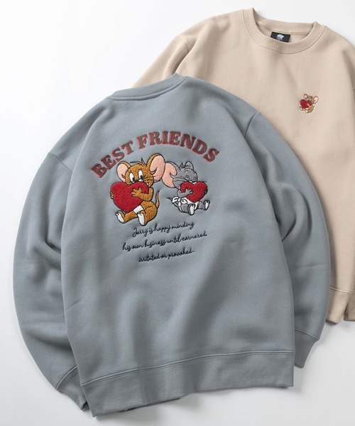 Tom＆Jerry（トムアンドジェリー）の「【71】【TOM＆JERRY/トムとジェリー】サガラ刺繍 アップリケ 裏起毛 クルーネック スウェット/ジェリー/タフィー/古着MIX/ユニセックス/レディース/メンズ（スウェット・レディース・スミクロ/オフホワイト/グレイッシュベージュ/サックスブルー/ブラック/オートミール/ホワイト系/ベージュ系/グレー系/ライトグレー/ブラック系/ブルー系/ブラウン/グレー/グレー系2/グレー系1・M/L/XL）」の15枚目の写真