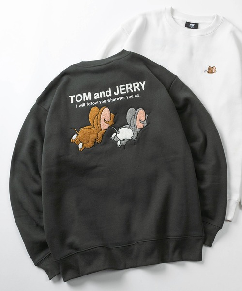 Tom＆Jerry（トムアンドジェリー）の「【71】【TOM＆JERRY/トムとジェリー】サガラ刺繍 アップリケ 裏起毛 クルーネック スウェット/ジェリー/タフィー/古着MIX/ユニセックス/レディース/メンズ（スウェット・レディース・スミクロ/オフホワイト/グレイッシュベージュ/サックスブルー/ブラック/オートミール/ホワイト系/ベージュ系/グレー系/ライトグレー/ブラック系/ブルー系/ブラウン/グレー/グレー系2/グレー系1・M/L/XL）」の5枚目の写真
