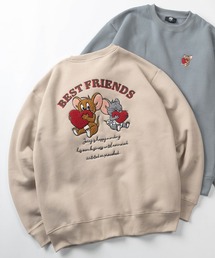 【71】【TOM＆JERRY/トムとジェリー】サガラ刺繍 アップリケ 裏起毛 クルーネック スウェット/ジェリー/タフィー/古着MIX/ユニセックス/レディース/メンズ