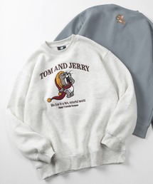 【71】【TOM&JERRY/トムとジェリー】サガラ刺繍 アップリケ 裏起毛 クルーネック スウェット/ジェリー/タフィー/古着MIX/ユニセックス/レディース/メンズ