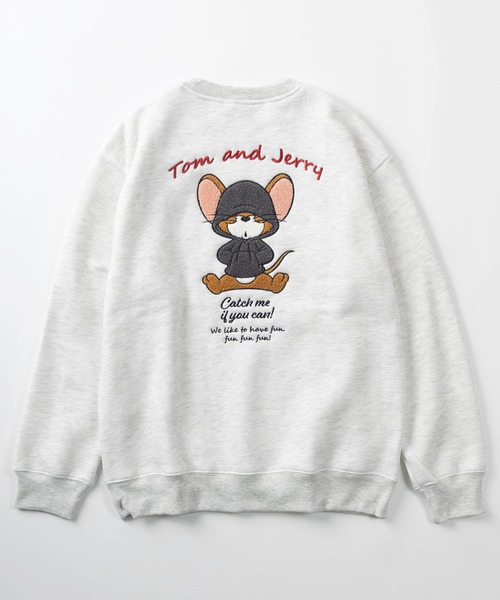 Tom＆Jerry（トムアンドジェリー）の「【71】【TOM＆JERRY/トムとジェリー】サガラ刺繍 アップリケ 裏起毛 クルーネック スウェット/ジェリー/タフィー/古着MIX/ユニセックス/レディース/メンズ（スウェット・レディース・スミクロ/オフホワイト/グレイッシュベージュ/サックスブルー/ブラック/オートミール/ホワイト系/ベージュ系/グレー系/ライトグレー/ブラック系/ブルー系/ブラウン/グレー/グレー系2/グレー系1・M/L/XL）」の19枚目の写真