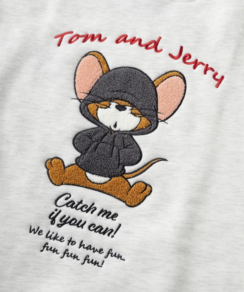 Tom＆Jerry（トムアンドジェリー）の「【71】【TOM＆JERRY/トムとジェリー】サガラ刺繍 アップリケ 裏起毛 クルーネック スウェット/ジェリー/タフィー/古着MIX/ユニセックス/レディース/メンズ（スウェット・レディース・スミクロ/オフホワイト/グレイッシュベージュ/サックスブルー/ブラック/オートミール/ホワイト系/ベージュ系/グレー系/ライトグレー/ブラック系/ブルー系/ブラウン/グレー/グレー系2/グレー系1・M/L/XL）」の21枚目の写真