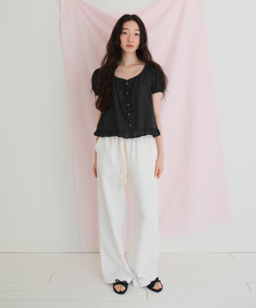 MOUI（モウイ）の「Linen banding slacks (O/WHITE)（その他パンツ・レディース・その他・FREE）」の2枚目の写真