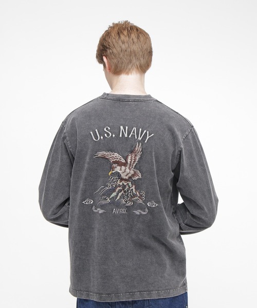 AVIREX（アヴィレックス）の「《NAVAL COLLECTION》SOUVENIR EMBROIDERY LONG SLEEVE T-SHIRT / スーベニア 刺しゅう; 長袖Tシャツ / AVIREX / アヴィレックス（Tシャツ/カットソー・メンズ・オフホワイト/チャコール・X-LARGE/XX-LARGE/LARGE）」の14枚目の写真