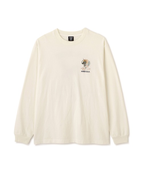 AVIREX（アヴィレックス）の「《NAVAL COLLECTION》SOUVENIR EMBROIDERY LONG SLEEVE T-SHIRT / スーベニア 刺しゅう; 長袖Tシャツ / AVIREX / アヴィレックス（Tシャツ/カットソー・メンズ・オフホワイト/チャコール・X-LARGE/XX-LARGE/LARGE）」の10枚目の写真