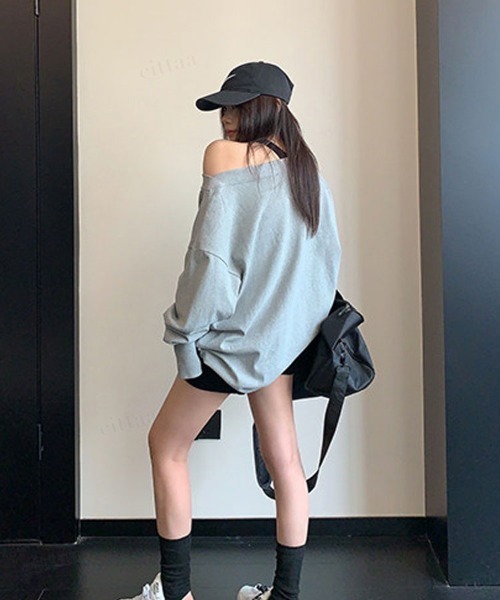 Dalfwin(ダールフィン)の「RICECAKE刺繍ロゴワンショルダー長袖Tシャツ(Tシャツ/カットソー・レディース・ブラック/グレー・FREE)」の16枚目の写真