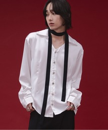 【SEME】metal button satin skipper shirt