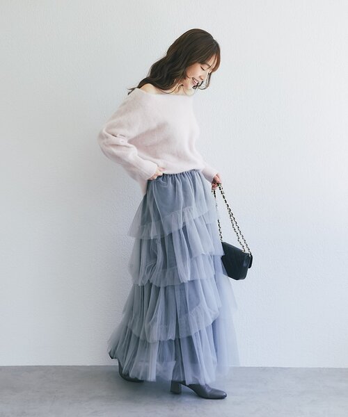 La boutique BonBon(ラブティックボンボン)の「【9/13(日)予約開始!miki監修】ラメヘアリーウールカシミヤ混オフショルニット(ニット/セーター・レディース・モカ/ピンク/オフホワイト・FREE)」の11枚目の写真