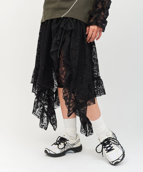 atmos pink(アトモスピンク)の「atmos pink Lace Asymmetry Skirt / アトモス ピンク アシメトリ スカート(スカート・レディース・ブラック/ホワイト・FREE)」の18枚目の写真