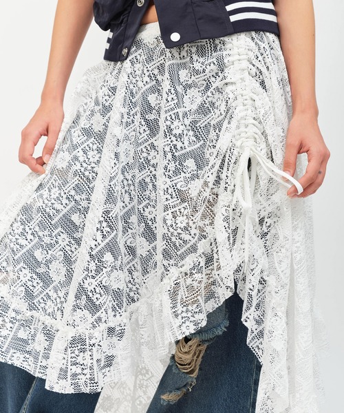 atmos pink(アトモスピンク)の「atmos pink Lace Asymmetry Skirt / アトモス ピンク アシメトリ スカート(スカート・レディース・ブラック/ホワイト・FREE)」の8枚目の写真