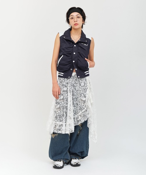 atmos pink(アトモスピンク)の「atmos pink Lace Asymmetry Skirt / アトモス ピンク アシメトリ スカート(スカート・レディース・ブラック/ホワイト・FREE)」の3枚目の写真