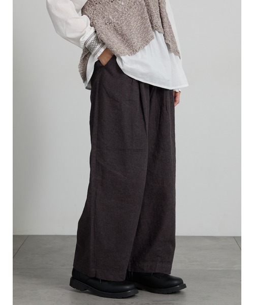 Samansa Mos2（サマンサ モスモス）の「【Cross×Linen】ふんわりパンツ（その他パンツ・レディース・キナリ/チャコール/ベージュ・L/M）」の2枚目の写真