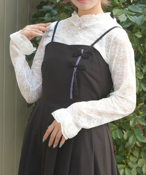 axes femme(アクシーズファム)の「ローズ総レースシアーインナー(Tシャツ/カットソー・レディース・ホワイト/ブラック・FREE)」の1枚目の写真