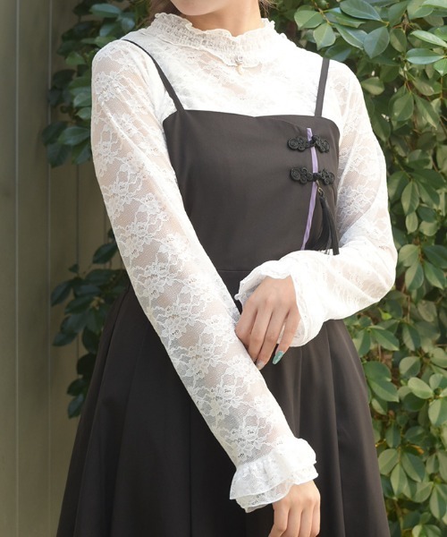 axes femme(アクシーズファム)の「ローズ総レースシアーインナー(Tシャツ/カットソー・レディース・ホワイト/ブラック・FREE)」の6枚目の写真