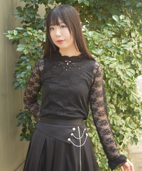 axes femme(アクシーズファム)の「ローズ総レースシアーインナー(Tシャツ/カットソー・レディース・ホワイト/ブラック・FREE)」の12枚目の写真