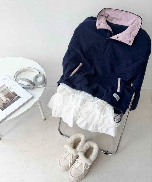 AS KNOW AS plus(アズノゥアズプラス)の「☆ドロスト付き 配色フリースアノラック【UNISEX ITEM】(その他アウター・レディース・グレー/ブラウン/ネイビー/アイボリー・FREE)」の12枚目の写真
