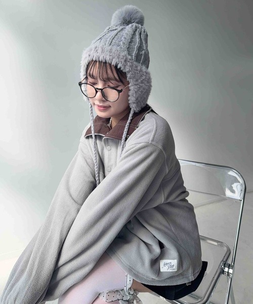 AS KNOW AS plus(アズノゥアズプラス)の「☆ドロスト付き 配色フリースアノラック【UNISEX ITEM】(その他アウター・レディース・グレー/ブラウン/ネイビー/アイボリー・FREE)」の19枚目の写真