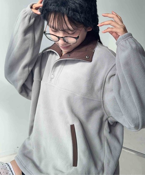 AS KNOW AS plus(アズノゥアズプラス)の「☆ドロスト付き 配色フリースアノラック【UNISEX ITEM】(その他アウター・レディース・グレー/ブラウン/ネイビー/アイボリー・FREE)」の20枚目の写真