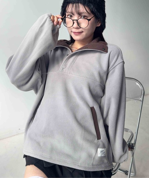 AS KNOW AS plus(アズノゥアズプラス)の「☆ドロスト付き 配色フリースアノラック【UNISEX ITEM】(その他アウター・レディース・グレー/ブラウン/ネイビー/アイボリー・FREE)」の18枚目の写真