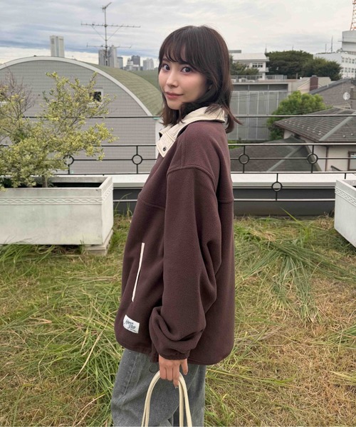 AS KNOW AS plus(アズノゥアズプラス)の「☆ドロスト付き 配色フリースアノラック【UNISEX ITEM】(その他アウター・レディース・グレー/ブラウン/ネイビー/アイボリー・FREE)」の7枚目の写真