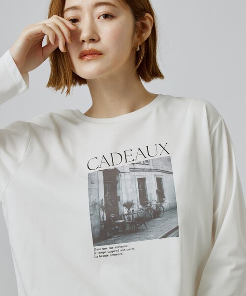 grove(グローブ)の「【1枚着でも重ね着でも〇】大人カジュアル プリントアソートロンT(Tシャツ/カットソー・レディース・オフホワイト/ライトベージュ/ホワイト系6/グレー系その他4・02/03)」の5枚目の写真