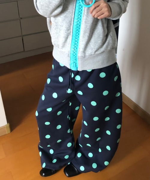 Lis ardent(リスアルダン)の「2026AW ワンポイント刺繍 ドット柄ワイドスウェットパンツ/イージーワイドパンツ(スウェットパンツ・レディース・ネイビー/グレー・M)」の17枚目の写真