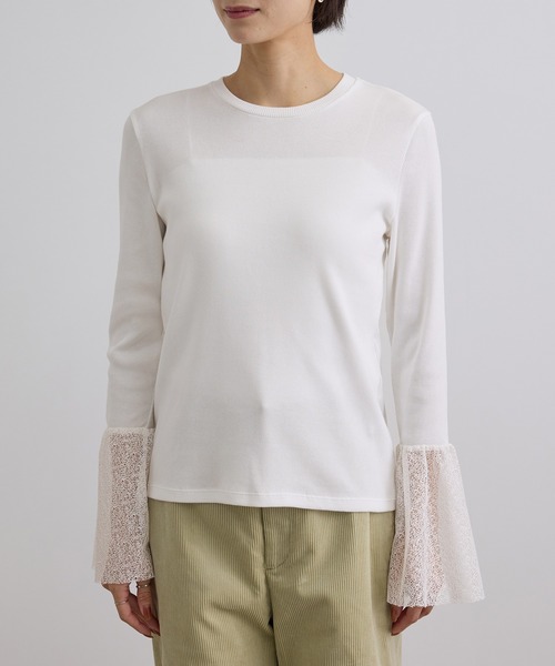 SALON adam et rope'(サロン アダム エ ロペ)の「カフフレアミスティチュールロンT(Tシャツ/カットソー・レディース・ブラック/オフホワイト・FREE)」の18枚目の写真