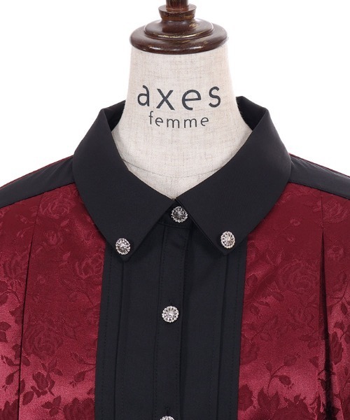 axes femme（アクシーズファム）の「ジャカードフラシブラウス（シャツ/ブラウス・レディース・ネイビー/ワイン/グレー・FREE）」の17枚目の写真