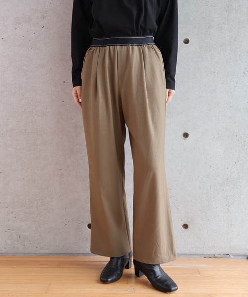 etre relie(エトレリー)の「ラインゴムワイドパンツ(その他パンツ・レディース・ブラック/チャコールグレー/ダークベージュ・SMALL/MEDIUM)」の1枚目の写真