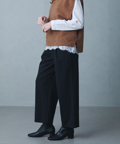 etre relie(エトレリー)の「ラインゴムワイドパンツ(その他パンツ・レディース・ブラック/チャコールグレー/ダークベージュ・SMALL/MEDIUM)」の7枚目の写真