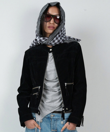 NON COLLAR SUEDE JACKET(W) BLACK