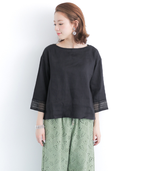 URBAN RESEARCH（アーバンリサーチ）の「UR 袖レースリネンブラウス（シャツ/ブラウス・レディース・ネイビー/サーモンピンク/オフホワイト・FREE）」の19枚目の写真