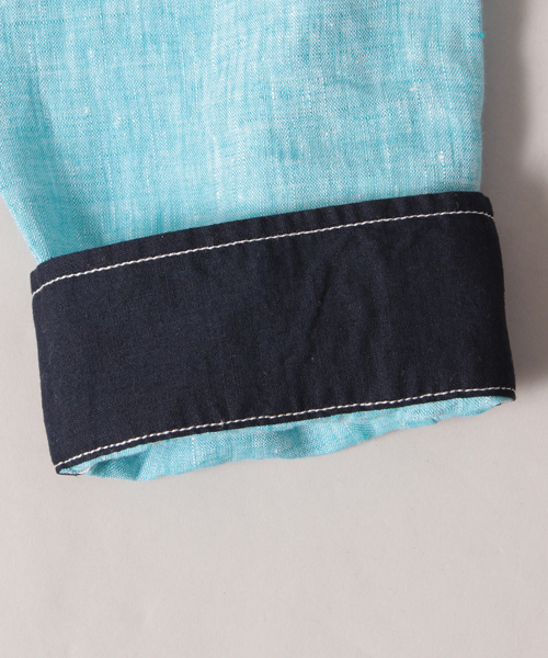 glory crew(グローリークルー)の「フレンチリネン七分シャツ(カフス裏配色)(シャツ/ブラウス・メンズ・ホワイト/ボルドー/ブラック/ベージュ/ターコイズブルー/カーキ・M/L/LL/S)」の10枚目の写真