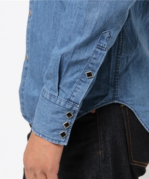 JOHN LAWRENCE SULLIVAN（ジョンローレンスサリバン）の「WASHED DENIM COWBOY SHIRT（シャツ/ブラウス・メンズ・インディゴブルー/ブラック・38/34/36/44/42/46/48）」の6枚目の写真