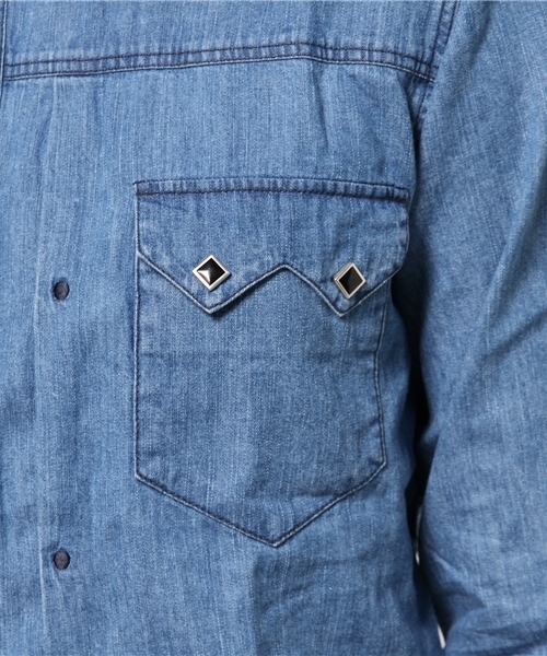 JOHN LAWRENCE SULLIVAN（ジョンローレンスサリバン）の「WASHED DENIM COWBOY SHIRT（シャツ/ブラウス・メンズ・インディゴブルー/ブラック・38/34/36/44/42/46/48）」の7枚目の写真